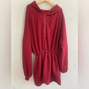 Popflex Game Day Dress Women’s Half Zip Pullover Hooded Crimson Red 1x 3x